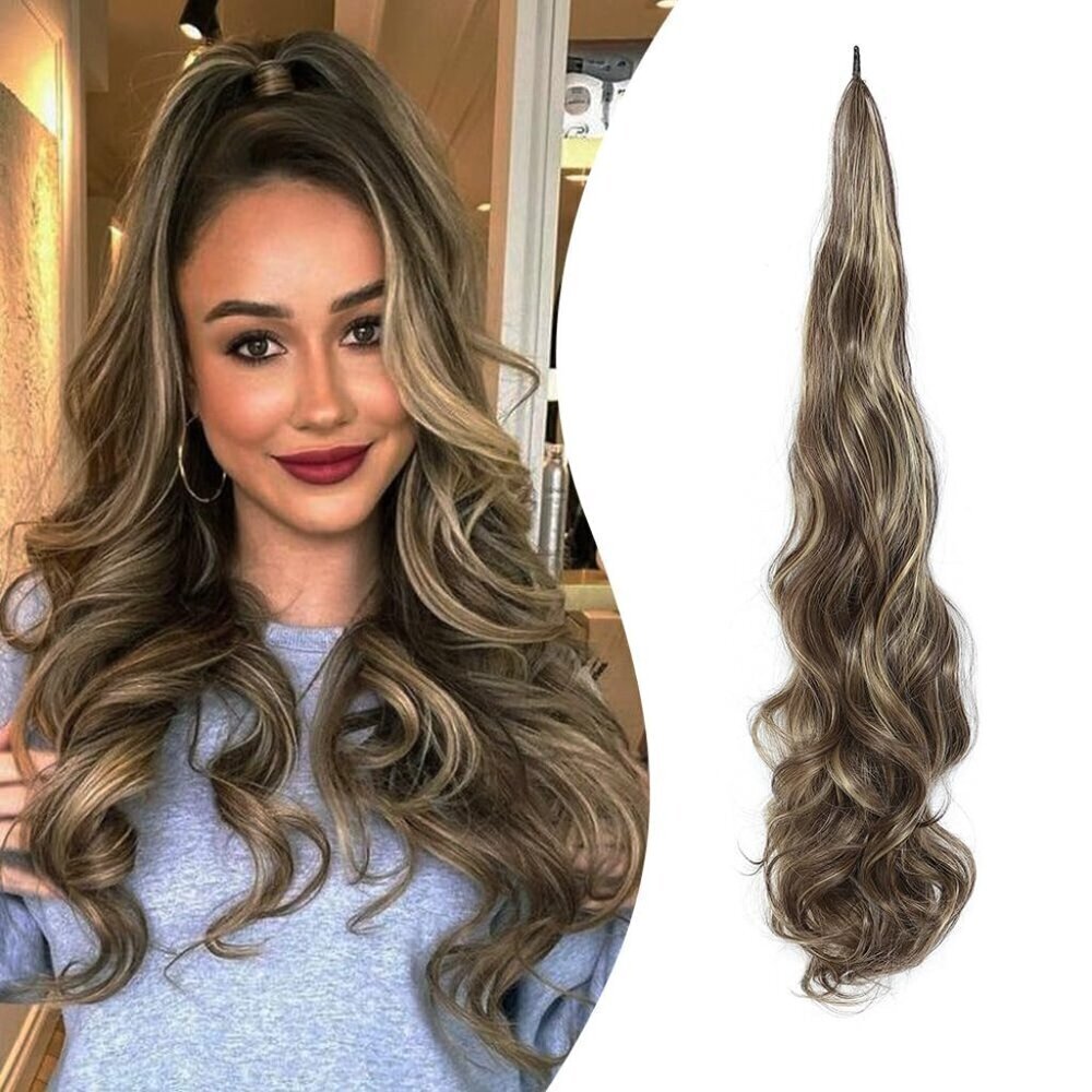 Ponytail Extension Flexible Wrap Around Ponytail Hair Extensions 32 Inch Long Cu